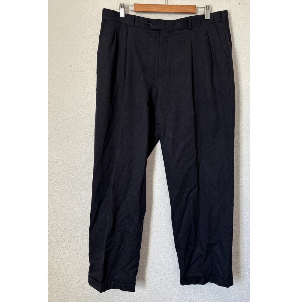 Vintage Burberry's Wool Dark Gray Trouser Pants 38x31 Academia Minimalist Luxury